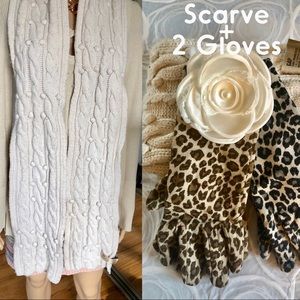 Bundle of Scarve and two animal print gloves